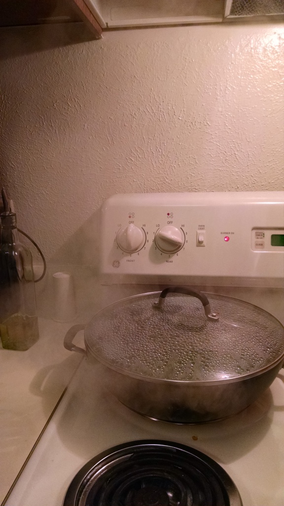 By adding water and covering, you are effectively steaming the green beans.